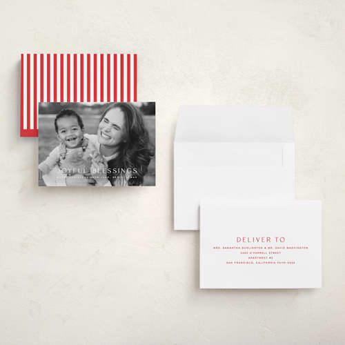 This is a snow holiday photo cards with standard by Kristie Kern called brightest blessings printing on recycled smooth signature in grand