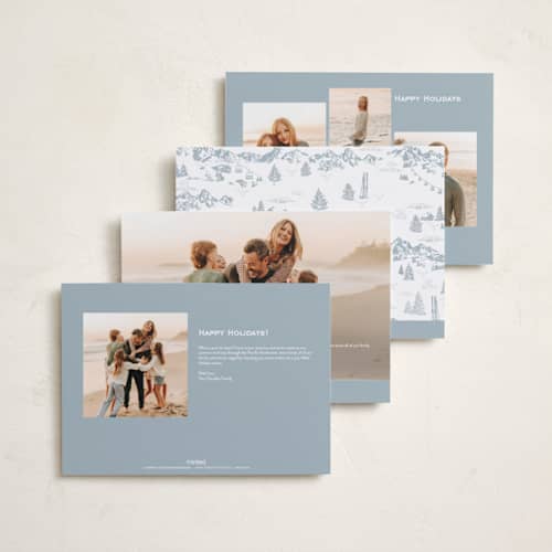 This is a powder holiday photo cards with standard by Jenna Holcomb called ski toile printing on signature in grand