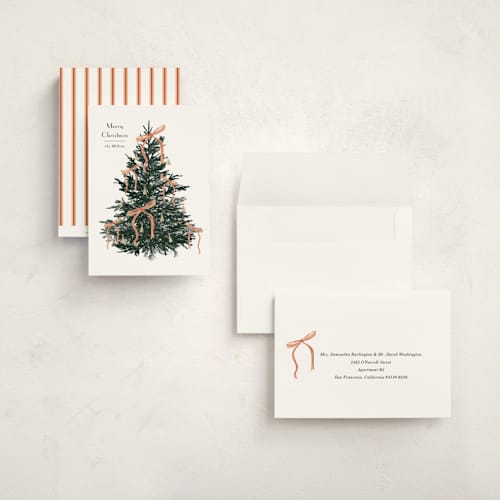 This is a snow holiday photo cards with standard by Baumbirdy called bells and bows printing on signature in grand