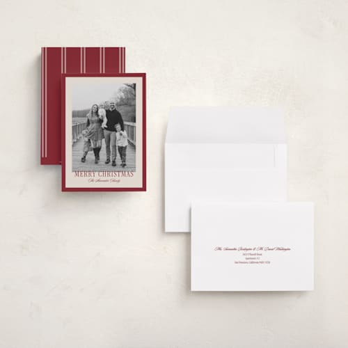 This is a cranberry holiday photo cards with standard by Angela Garrick called eastcoast printing on signature in grand