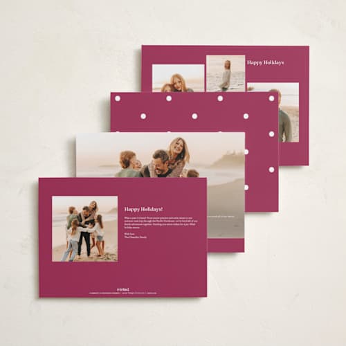 This is a sugar plum holiday photo cards with standard by Louise Kay called dashing holiday printing on recycled smooth signature in grand