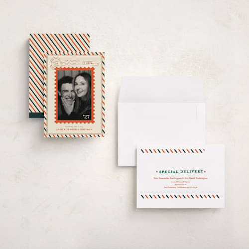 This is a cider holiday photo cards with standard by THE SOCIAL TYPE WHOLESALE called stamped new year printing on signature in grand