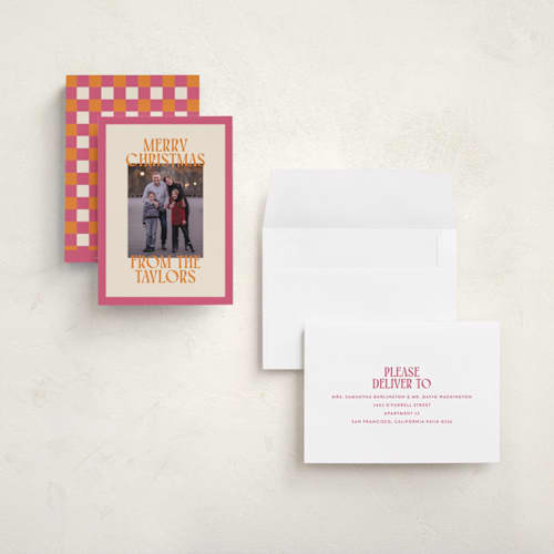 This is a gumdrop holiday photo cards with standard by Ekko Studio called cheerful stack printing on recycled smooth signature in grand
