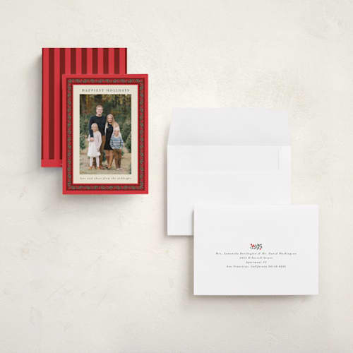 This is a holly berry holiday photo cards with standard by Kristie Kern called revelry printing on signature in grand