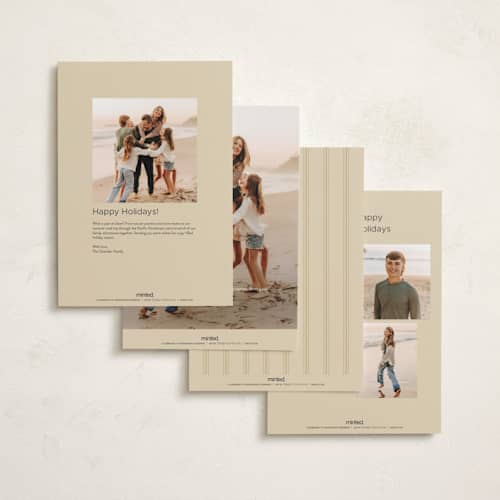 This is a ivory holiday photo cards with standard by Ana de Sousa called just married & merry printing on signature in grand