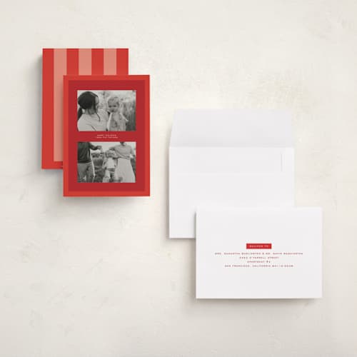 This is a poinsettia holiday photo cards with standard by Ekko Studio called modern mat printing on signature in grand