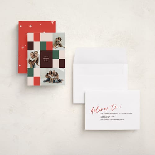 This is a peppermint holiday photo cards with standard by Annie Clark called off grid printing on signature in grand