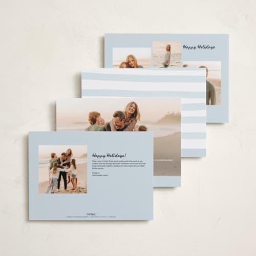This is a winter sky holiday photo cards with standard by Lindsay Megahed called watercolor stripes printing on signature in grand