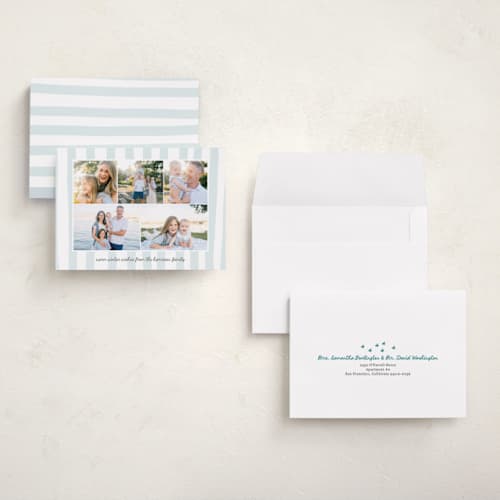 This is a winter sky holiday photo cards with standard by Lindsay Megahed called watercolor stripes printing on signature in grand