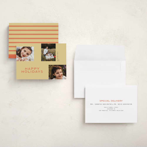 This is a sunshine holiday photo cards with standard by Ana de Sousa called golden moments printing on signature in grand