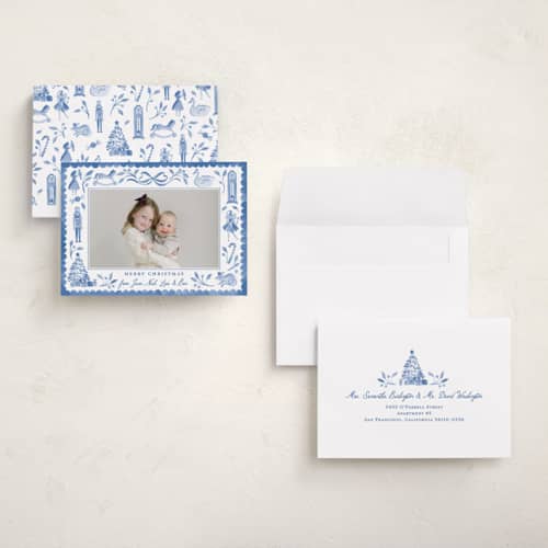This is a spring lake holiday photo cards with standard by Sarah Knight called the nutcracker printing on recycled smooth signature in grand