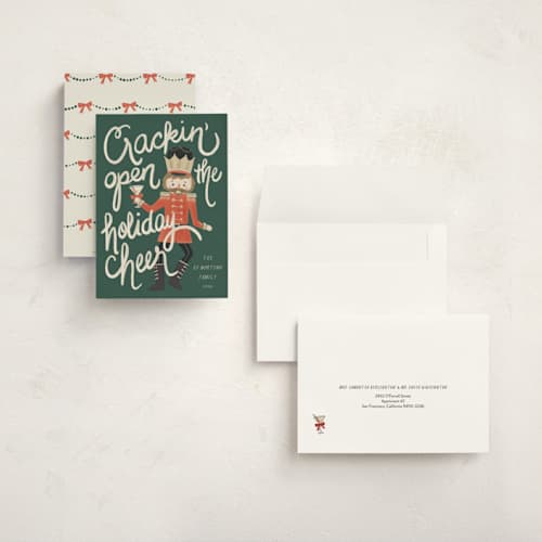 This is a evergreen holiday photo cards with standard by Kristen Juckiewicz called crackin' cheer printing on signature in grand