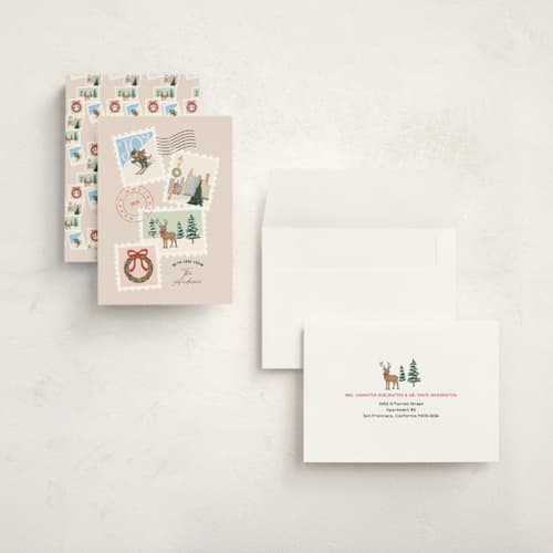 This is a cherry holiday photo cards with standard by Elly called postal printing on signature in grand