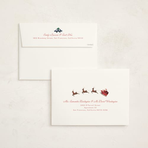 This is a navy holiday photo cards with standard by Alethea and Ruth called christmas night in the city printing on signature in grand