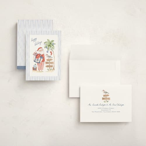 This is a lighthouse holiday photo cards with standard by Sarah Knight called coastal delivery printing on signature in grand