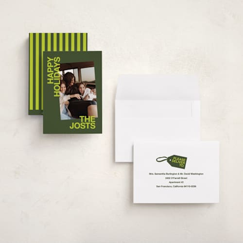 This is a citron holiday photo cards with standard by Inkblot Design called angled printing on recycled smooth signature in grand