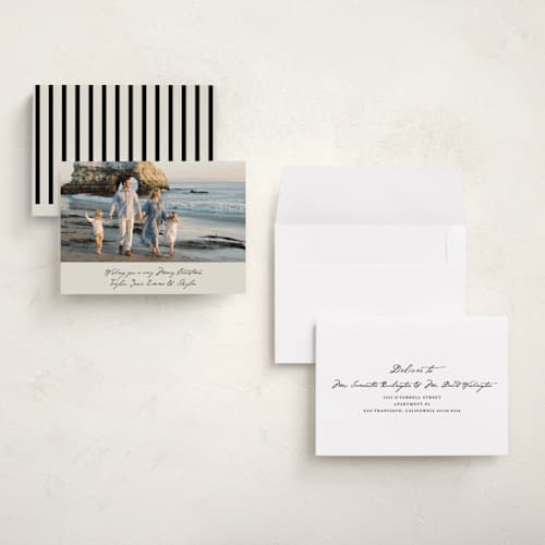 This is a ivory holiday photo cards with standard by Cass Loh called written wish printing on recycled smooth signature in grand