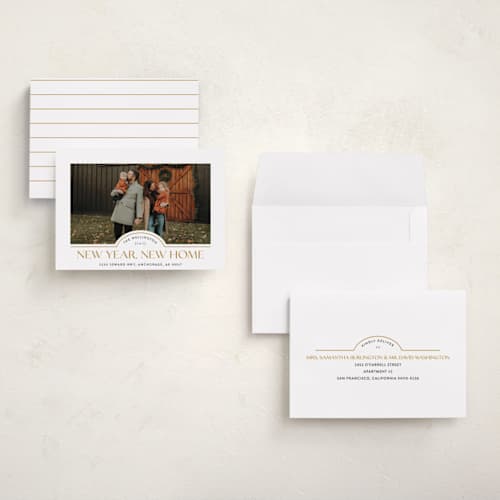 This is a caramel holiday photo cards with standard by Iveta Angelova called new home printing on recycled smooth signature in grand