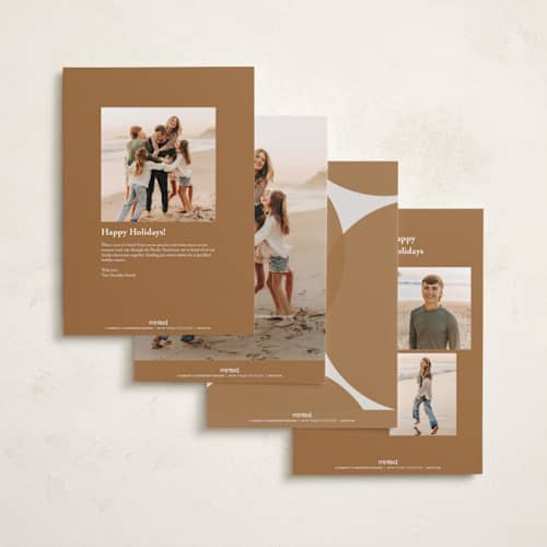 This is a gingerbread holiday photo cards with standard by Brianne Larsen called round overlap printing on recycled smooth signature in grand