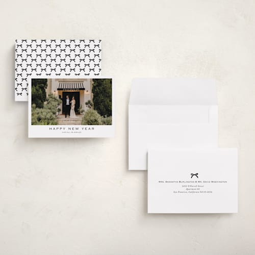This is a ebony holiday photo cards with standard by Yaling Hou Suzuki called about time printing on signature in grand