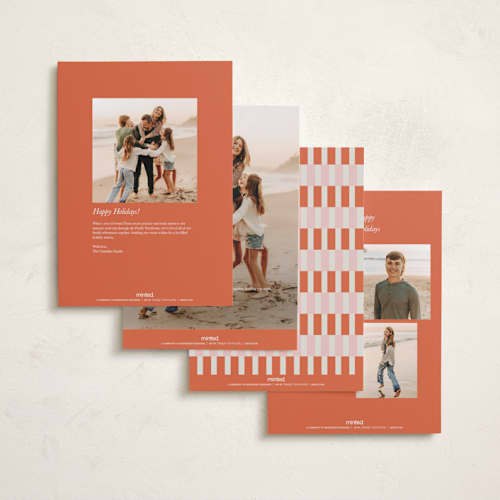This is a orangesicle holiday photo cards with standard by Jackie Crawford called modern double stripe frame printing on recycled smooth signature in grand