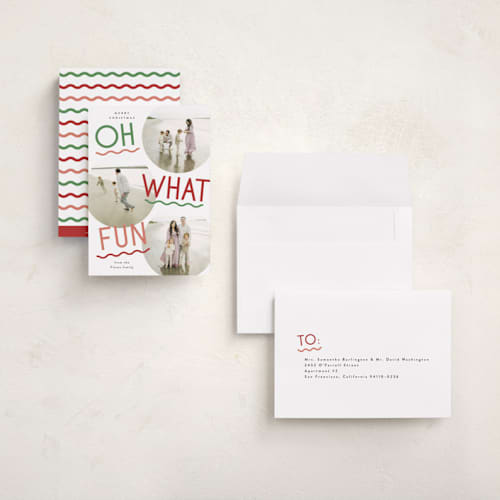This is a candy cane holiday photo cards with standard by Everett Paper Goods called fun redux printing on recycled smooth signature in grand