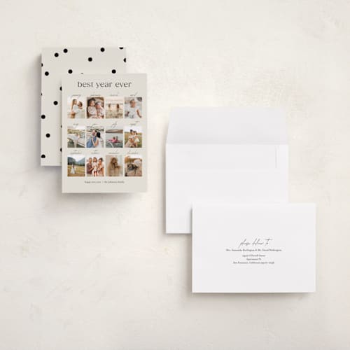 This is a crêpe holiday photo cards with standard by Olivia Williams called best year printing on recycled smooth signature in grand