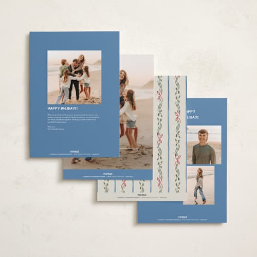 This is a porcelain holiday photo cards with standard by Chris Griffith called holiday gingham printing on recycled smooth signature in grand