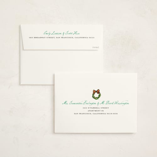 This is a frosted mint holiday photo cards with standard by Cass Loh called the jolly storefront printing on signature in grand