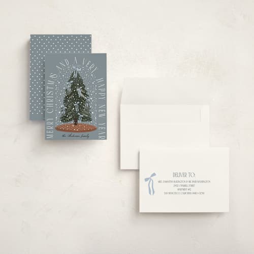This is a sky holiday photo cards with standard by Maja Cunningham called snowglobe printing on signature in grand
