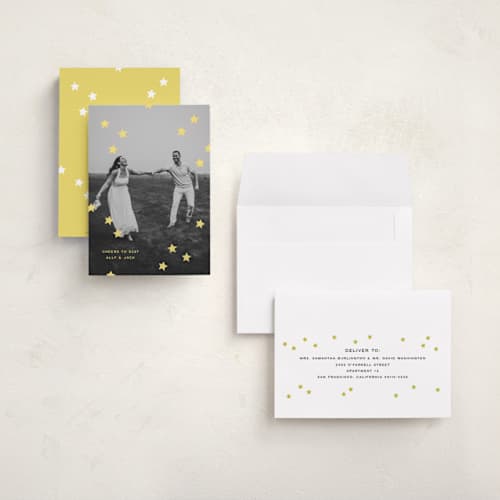 This is a citrus holiday photo cards with standard by Ellen Schlegelmilch called spangled printing on signature in grand
