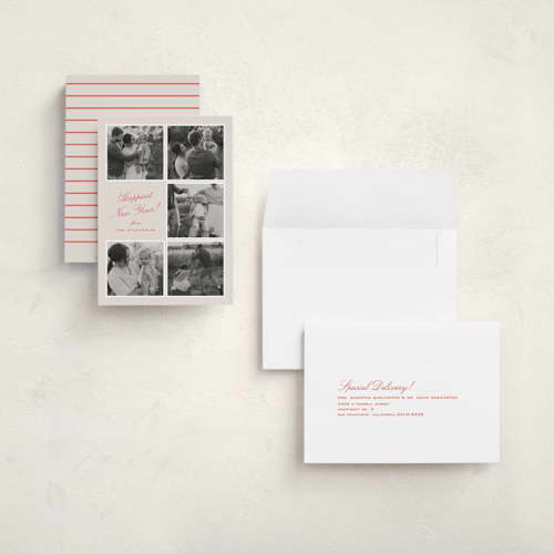 This is a candy cane holiday photo cards with standard by Alexandra Cohn called tiled printing on signature in grand