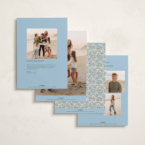This is a blue jay holiday photo cards with standard by Creo Study called floral block print printing on recycled smooth signature in grand