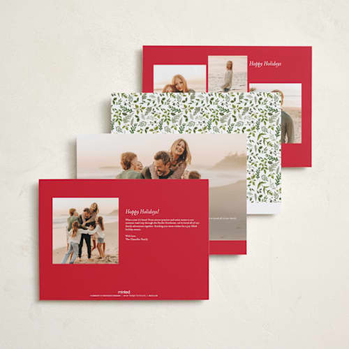This is a candy cane holiday photo cards with standard by Susan Moyal called bows & ribbon printing on signature in grand