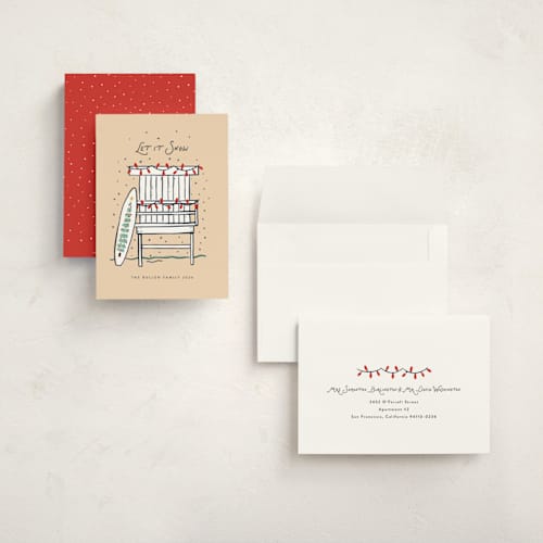 This is a eggnog holiday photo cards with standard by JeAnna Casper called beach christmas printing on signature in grand