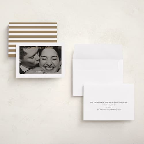 This is a caramel holiday photo cards with standard by Annie Chan called white border printing on recycled smooth signature in grand
