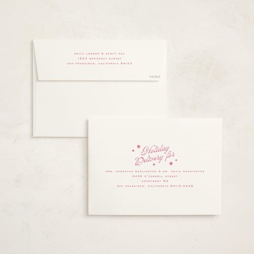 This is a ribbon candy holiday photo cards with standard by Wildfield Paper Co called retro candy stripe printing on signature in grand