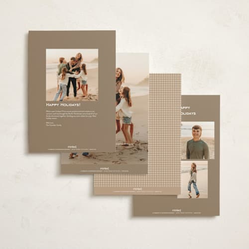 This is a cinnamon holiday photo cards with standard by Ellen Schlegelmilch called gingham layers printing on signature in grand