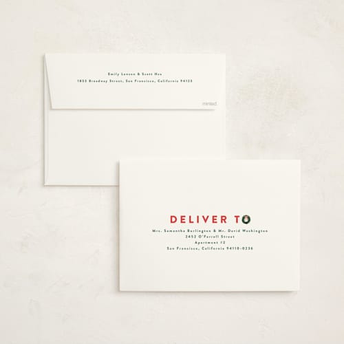 This is a morning mist holiday photo cards with standard by Julie Murray called new place printing on signature in grand