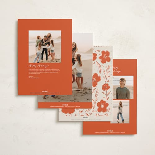 This is a cinnamon holiday photo cards with standard by THE SOCIAL TYPE WHOLESALE called block print printing on signature in grand