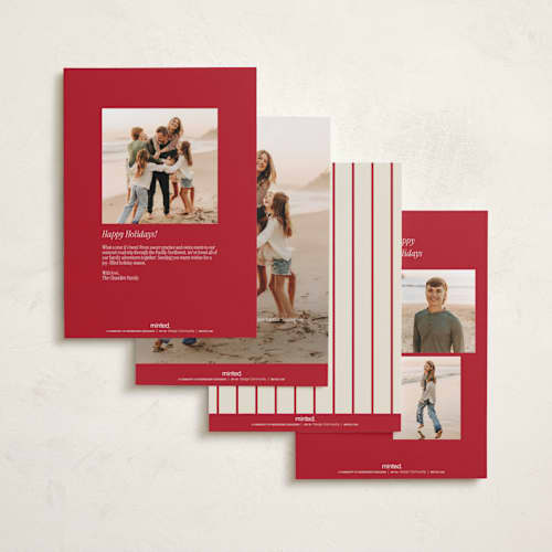 This is a candy cane holiday photo cards with standard by Angela Garrick called santa's coming printing on signature in grand