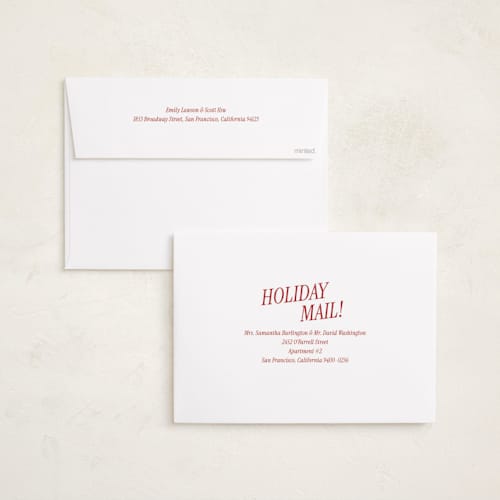 This is a candy cane holiday photo cards with standard by Angela Garrick called santa's coming printing on signature in grand