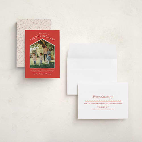 This is a candied apple holiday photo cards with standard by Erica Krystek called new holiday home printing on signature in grand
