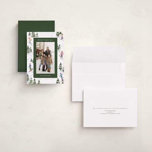 This is a forest holiday photo cards with standard by Celine Nguyen called snowy family printing on signature in grand