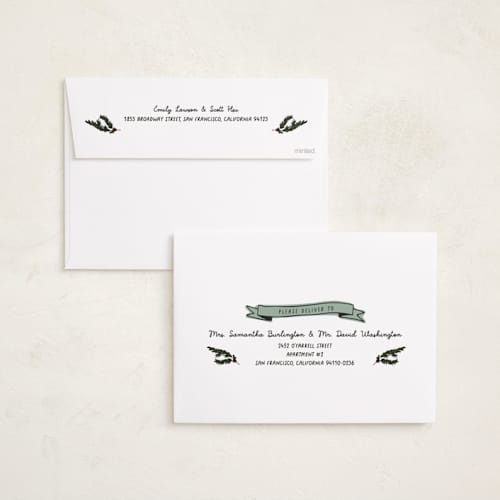 This is a mint holiday photo cards with standard by Wendy Taylor called snow village printing on signature in grand