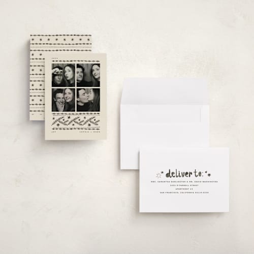 This is a vanilla holiday photo cards with standard by Anastasia Makarova called pencil sketch booth printing on signature in grand