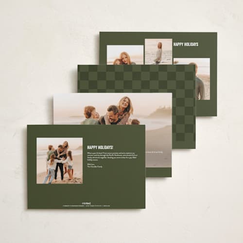 This is a evergreen holiday photo cards with standard by Brooke Chandler called our pack to yours printing on recycled smooth signature in grand
