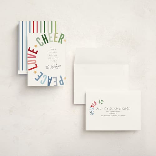 This is a snow holiday photo cards with standard by Pixel and Hank called holiday three printing on signature in grand