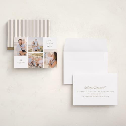 This is a caramel holiday photo cards with standard by Kristie Kern called the essence printing on recycled smooth signature in grand