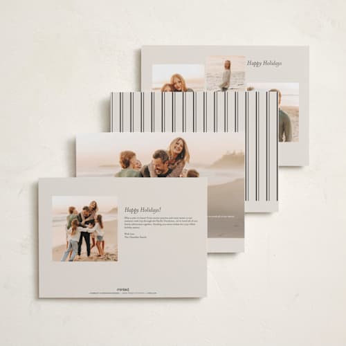 This is a vanilla bean holiday photo cards with standard by Stacey Meacham called engraved type printing on signature in grand